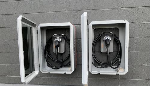 a pair of electrical meters on the side of a wall at The 419 Ten-room Boutique In Sandusky in Sandusky