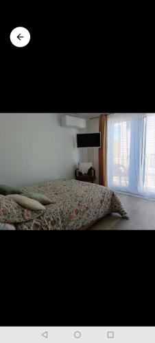 une chambre avec un lit et une fenêtre dans l'établissement La petite maison, à La Celle-sous-Gouzon