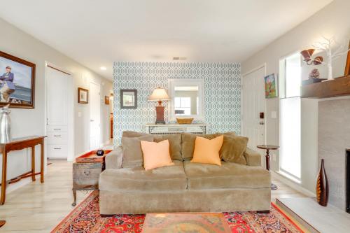 a living room with a couch and a fireplace at Private Patio and Workspace Quiet Sonoma Condo! in Sonoma