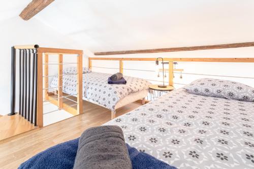 un salon avec deux lits et un canapé dans l'établissement Le Albert 1er appartements tout équipés au coeur de Béziers, à Béziers