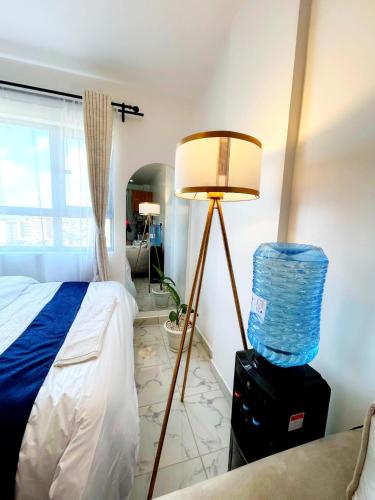 Postel nebo postele na pokoji v ubytování Gushu bnb Homes 082
