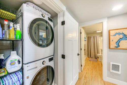 a washer and dryer in a laundry room at Peaceful Cabin with Dock on Lake Pend Oreille in Sagle