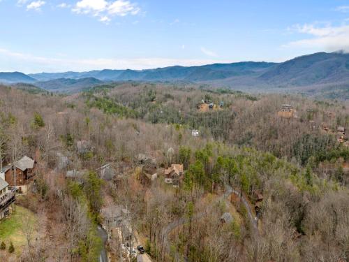 an aerial view of a home in the mountains at Edens View in Gatlinburg