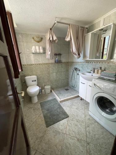 a bathroom with a toilet and a washing machine at Kotor Old Town Cozy Escape in Kotor