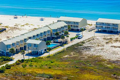 an aerial view of a resort on the beach at Fort Morgan Townhomes E7 in Fort Morgan