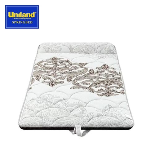 a bed frame with a floral pattern on it at Rumah Syariah 4BR 150Mbps WiFi Bersih Lengkap Luas Nyaman in Batu Hampar