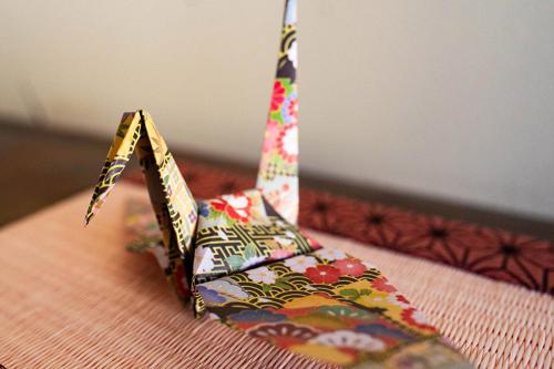 a origami box sitting on top of a table at KUMANO家-OHGi- in Shingu