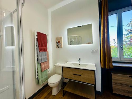 Bilik mandi di Le Pavillon, Grand Manoir du XVIIe avec Piscine, Bain Nordique et accès privé à la Charente