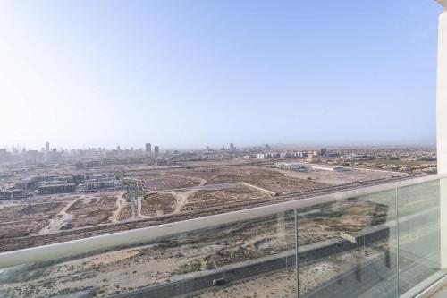 a view of a city from the top of a building at Beautifully Furnished Studio with Skyline Views in Dubai Marina