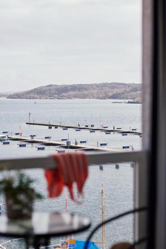 a view of a large body of water with a marina at Villa Marstrand in Marstrand