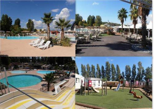 Bazén v ubytování AU BONHEUR Mobil-home 4-6 personnes Frejus nebo v jeho okolí