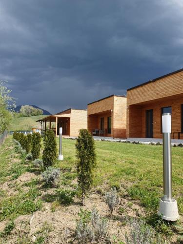 a building with bushes in front of a building at LiAn House in Corbeni