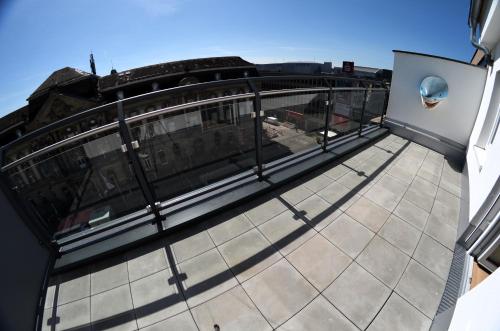 an overhead view of the roof of a building at Cinema City Hotel Europaplatz Karlsruhe - Brand New Boutique Hotel 2025 - in Karlsruhe