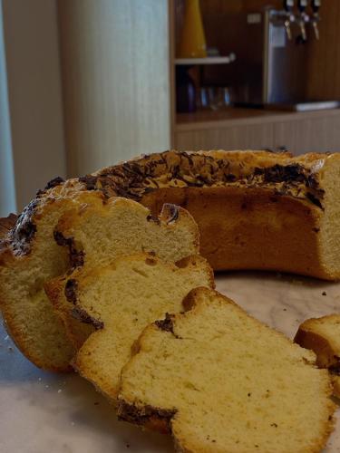 a loaf of bread sitting on top of a table at Villa Cavalletti Appartamenti in Grottaferrata