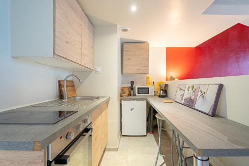 Η κουζίνα ή μικρή κουζίνα στο Studio Rennes Centre Wifi Jardin