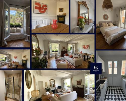 un collage de photos d'un salon dans l'établissement Premium stay in Asnières, close to Paris, à Asnières-sur-Seine