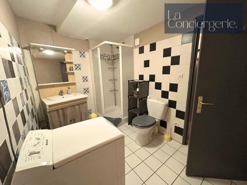 une petite salle de bain avec toilettes et lavabo dans l'établissement Le Ga illard-Poitiers-LaConciergerie, à Poitiers