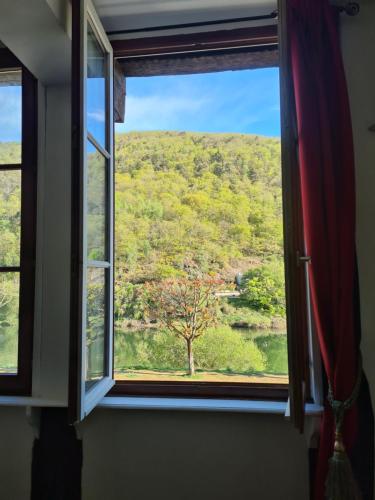 a window with a view of a tree at Maison espagnole du XVIème siècle in Revin