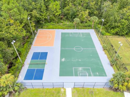 an overhead view of an indoor basketball court at The irlo in Kissimmee