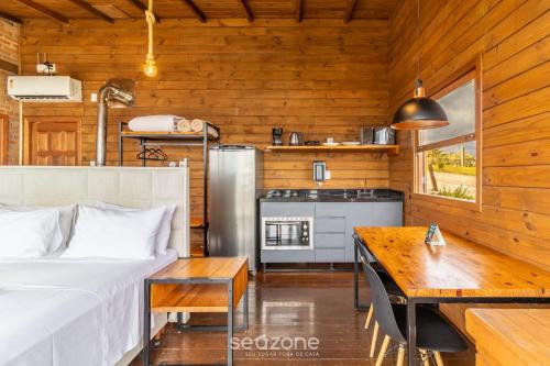 Η κουζίνα ή μικρή κουζίνα στο Charmosa cabana com vista incrível na serra VST005