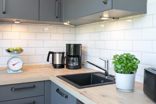 Kuchyň nebo kuchyňský kout v ubytování Rosengarten am Feldrand