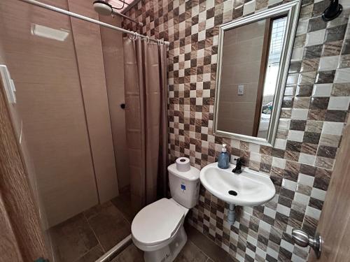 Koupelna v ubytování D habitación con baño privdo