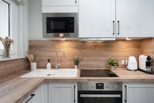 Dapur atau dapur kecil di Waldstraße 8 Küstenblau
