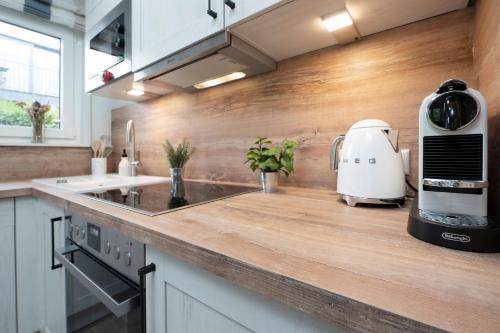 Dapur atau dapur kecil di Waldstraße 8 Küstenblau
