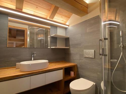 a bathroom with a sink and a toilet and a shower at Duplex de luxe 96m² - Terrasse - Ski au pied - 9 Pers. - FR-1-445-221 in Montgenèvre