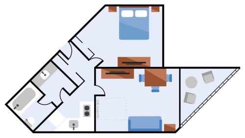 a floor plan of a house at Ocean View King Suit at Landmark Heated Pools in Myrtle Beach