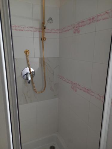 a bathroom with a shower with a glass door at Autenticum Agriturismo Tolfa in Tolfa