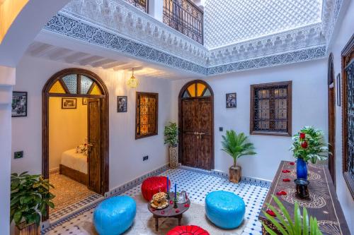 Area soggiorno di Riad La Perle Bleue Marrakech