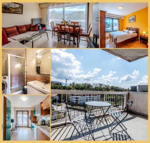 un collage de photos d'un appartement dans l'établissement Chez Soze I T2 I Saint-Julien-en-Genevois, à Saint-Julien-en-Genevois