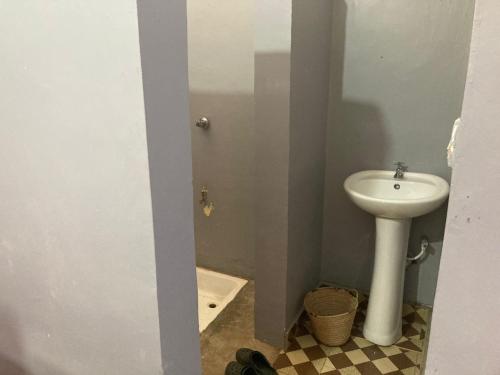 un bagno con lavandino e WC di Lake Natron Maasai Guesthouse a Mtowabaga