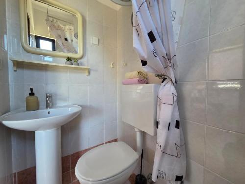 マリンスカにあるCity center studio apartmentのトイレと洗面台付きのバスルーム