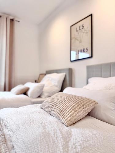 Katil atau katil-katil dalam bilik di Hochwertig saniertes Apartment "Jana", direkt am Ruhrtalradweg, Arnsberg - Neheim