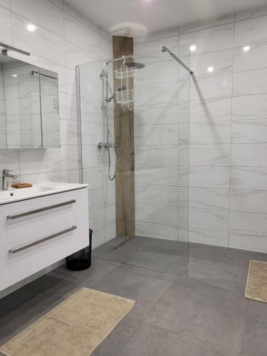 Koupelna v ubytování Appartements und Vinoteka DAVID