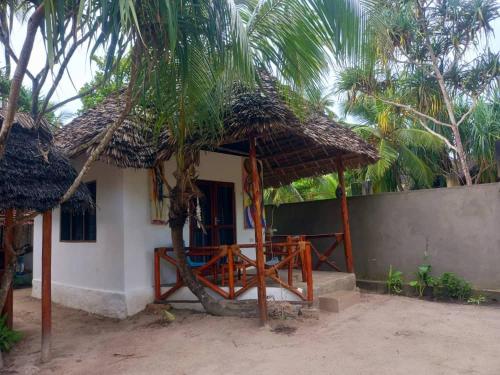a small house with a thatch roof at Karibu Paradaizi in Michamvi