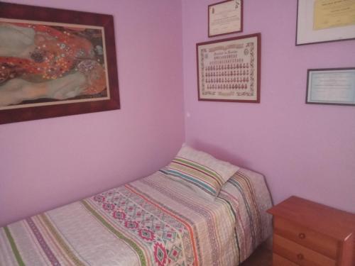 a bedroom with a bed and a painting on the wall at Bienvenida in Almería