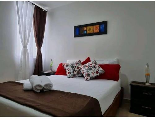 Postel nebo postele na pokoji v ubytování Acogedor apartamento en el centro del eje cafetero