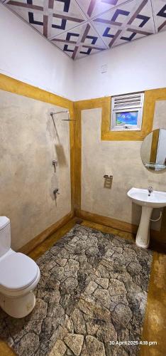 a bathroom with a toilet and a sink at Dilanya Homestay in Habarana