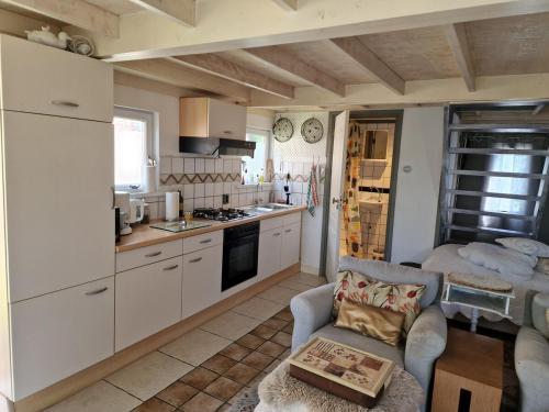 a kitchen with a couch and a table in a room at Amsterdam Millgreen Den Ilp 198 in Den Ilp