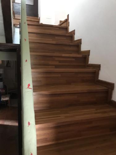 a set of stairs with red hearts painted on them at Old school Bacedasco B&B in Vernasca