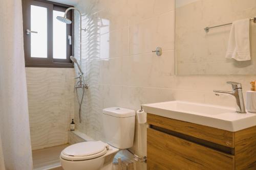 a bathroom with a toilet and a sink and a shower at Amelia Luxury Suite in Nikiana