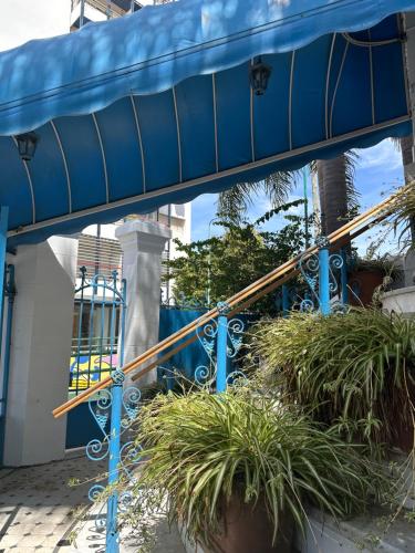 a set of stairs in front of a building with plants at Hotel Vicente López in Vicente López