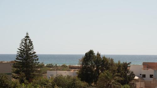a view of the ocean and buildings and trees at Dar Surfana Morocco in Aourir