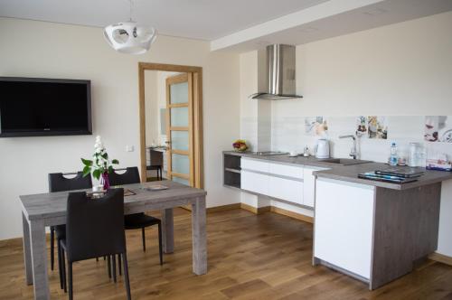 Dapur atau dapur kecil di Violetos Lux Apartamentai