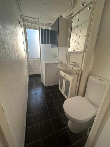 a bathroom with a white toilet and a sink at Harbour Residence in Copenhagen