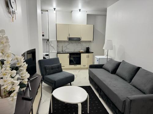 un salon avec un canapé et une table dans l'établissement Studio Di&No, à Nice