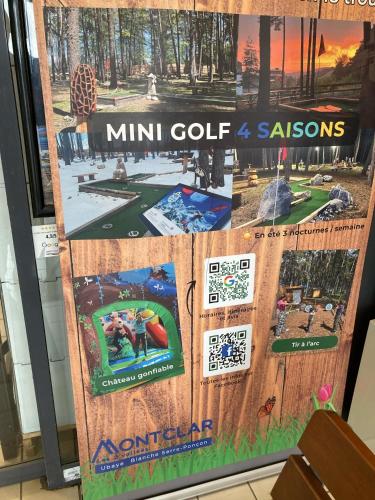 a collage of pictures of a mini golf game at STUDIO 4 COUCHAGES A St JEAN-MONTCLAR ÉTÉ/HIVER in Montclar